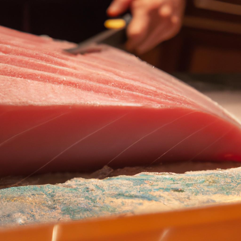 目の前で楽しむマグロ解体ショー