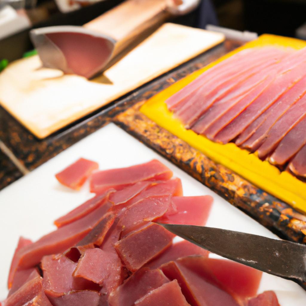 迫力満点のマグロ解体ショー