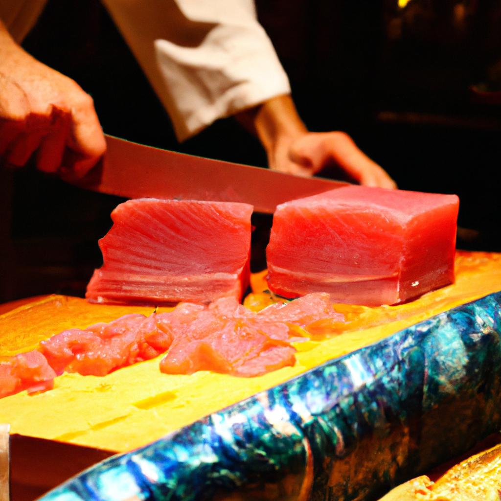 迫力のマグロ解体ショー