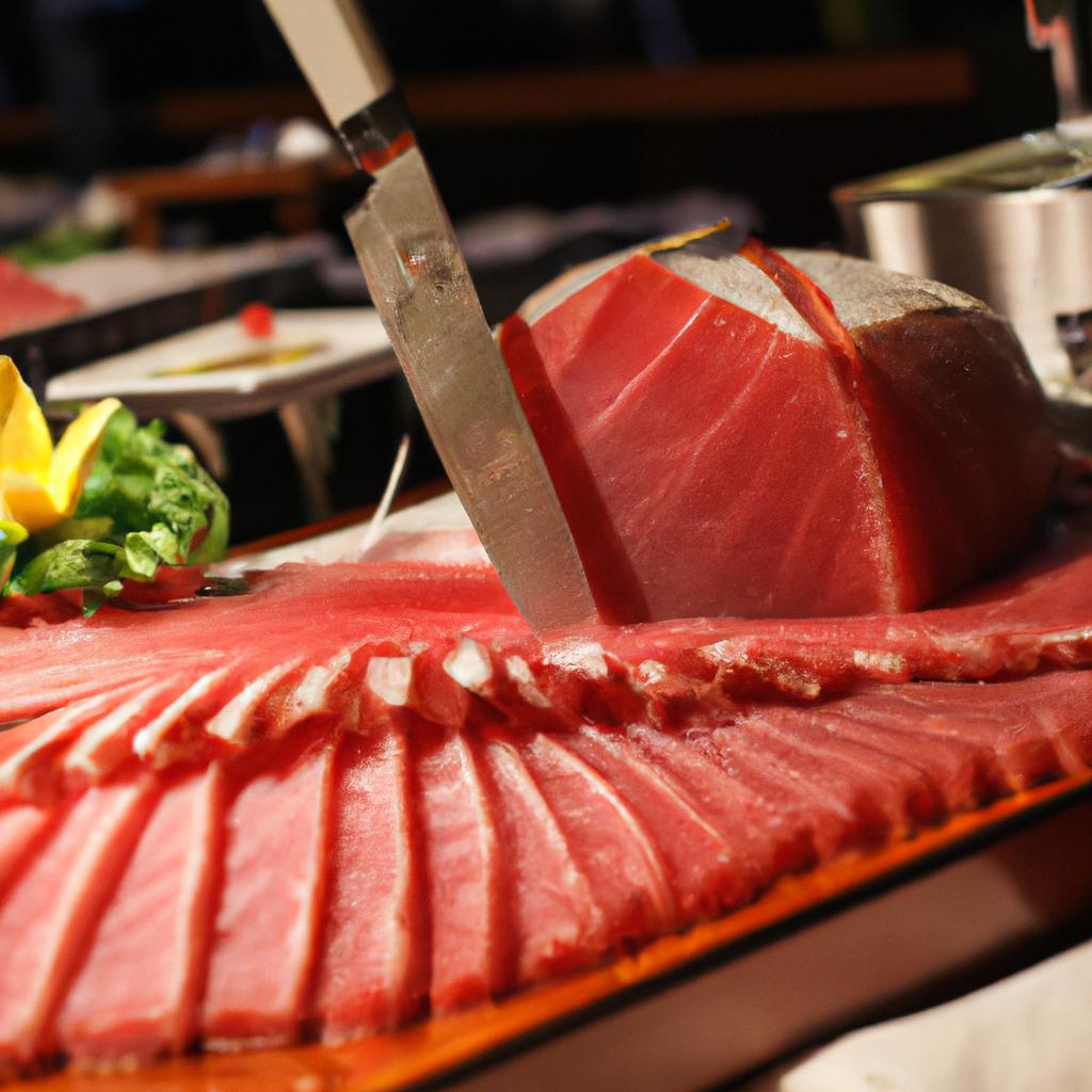迫力満点のマグロ解体ショー