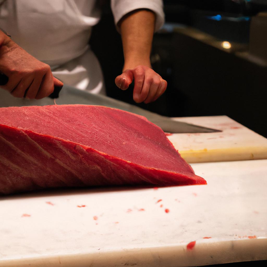 迫力満点!マグロ解体ショー