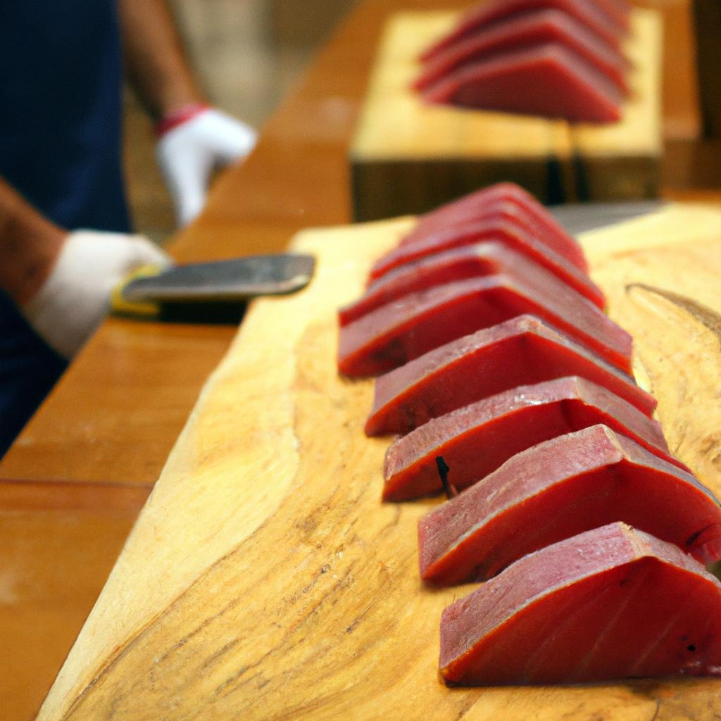 迫力満点！マグロ解体ショー