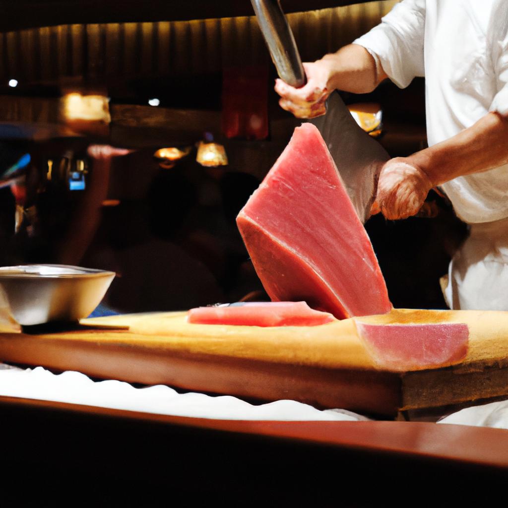 迫力満点!マグロ解体ショー