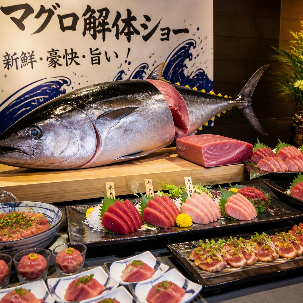 マグロの解体ショーで盛り上がる!