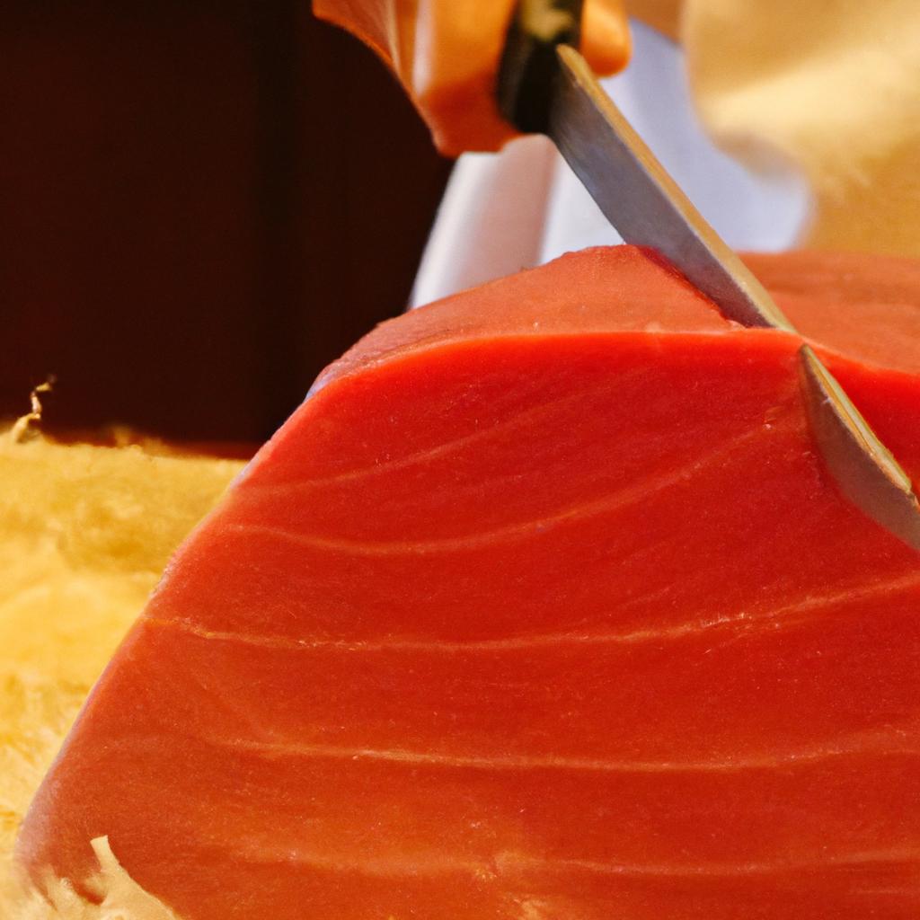 迫力満点のマグロ解体ショー