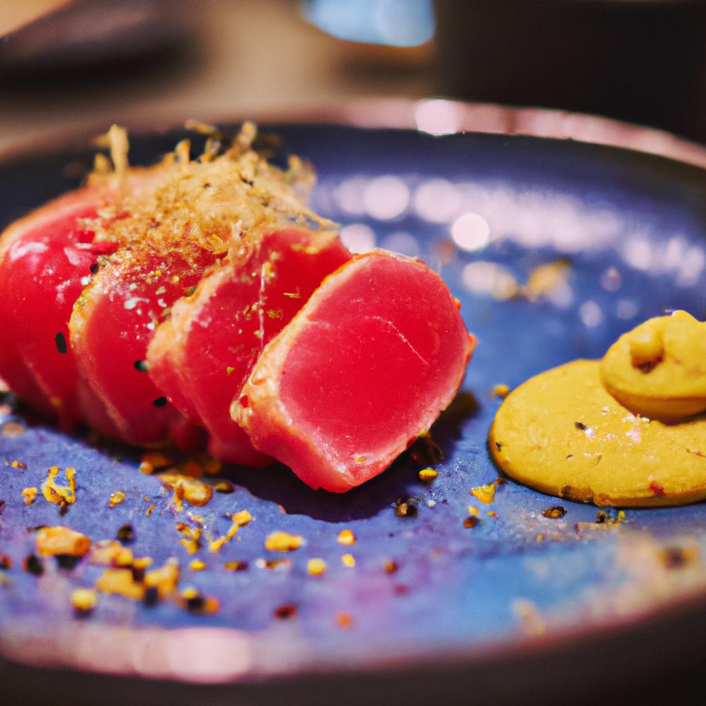 新鮮なマグロ料理で乾杯