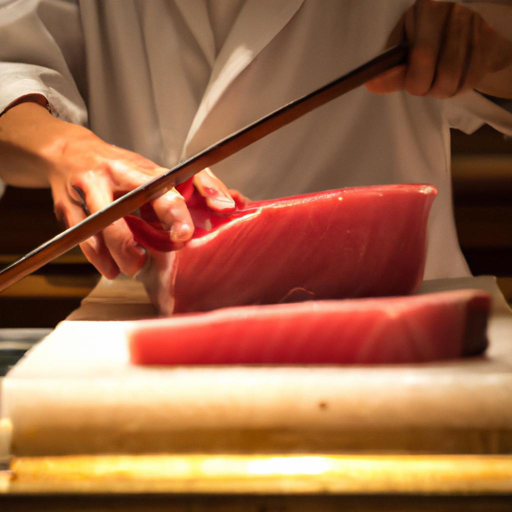 迫力のマグロ解体ショー